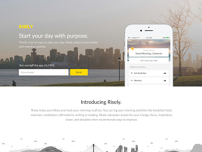 Risely landing page mobile app web design