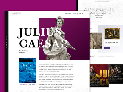Julius Caesar book julius caesar landing literature play resources roman shakespeare theater theatre ui web web design websites