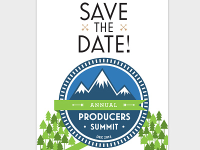 Save the Date adventure arrows badge card date flag invitation mountains producers save summit the