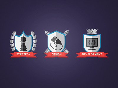 Shields of Service coding computer crown design development icons mouse pawn pen pencil shields strategy
