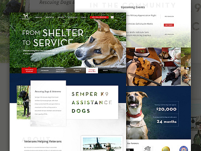 Semper K9 dogs donate giveback dc help nonprofit shelter ui ux veterans web design