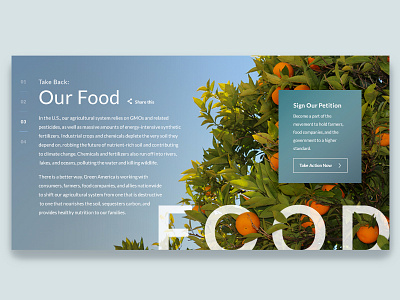 Take Back Our Food carousel gallery slider typography ui ux webdesign website