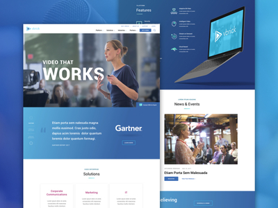 Vbrick cards cta home homepage icons landing news responsive slider ux ux ui video video background web design