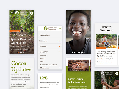 World Cocoa Foundation - Mobiles chocolate cocoa design hamburger mobile navigation nature responsive slider texture ui uidesign ux ux ui web design