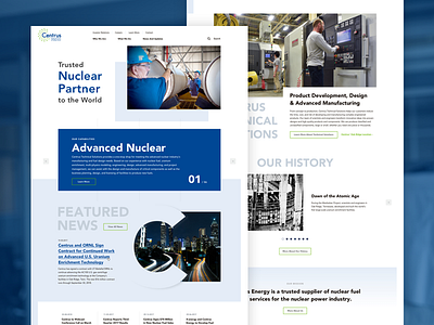 Centrus blue cta energy footer home home page landing news nuclear slider ui ux web web design