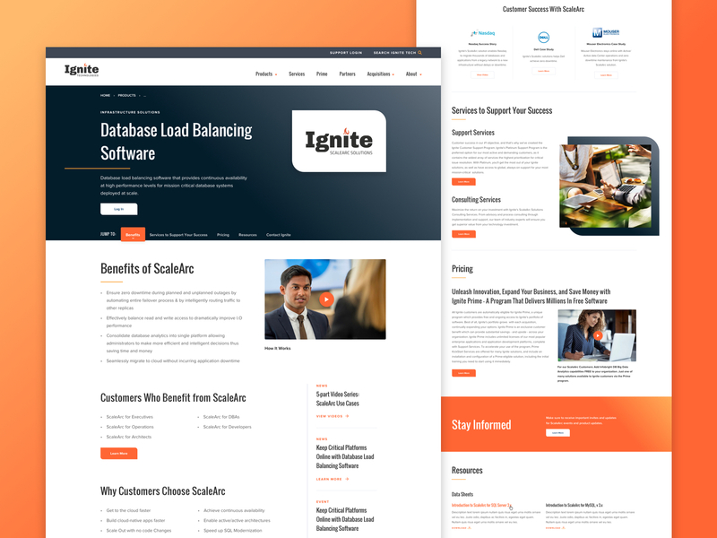 Ignite Technologies - Product landing page landing software tech company technology ui ui ux design web web design website