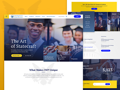 IWP Homepage education home home page landing news politics school statecraft ui university ux web design