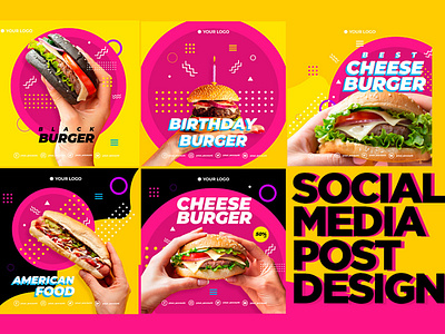 Social Media Post Designs (Burger Post Designs) adobe illustrator cc branding burger post designs design designs facebook facebook post design food post instagram post logo post post design soical media post design