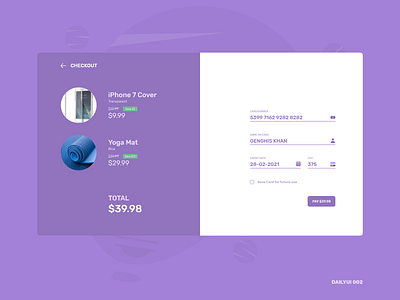 Checkout Page - DailyUI 002 card checkout form checkout page dailyui dailyui 002