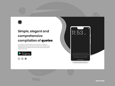 Quotz: App Landing Page - DailyUI 003 app landing page dailyui dailyui 003 google play quotes simple design