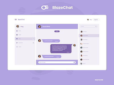 BlazeChat: Direct Messaging chat chat app daily ui 013 dailyui direct messaging messaging socialmedia