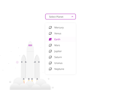 Planets Dropdown Menu autocomplete daily ui 027 dailyui dropdown input field menu planets selector space