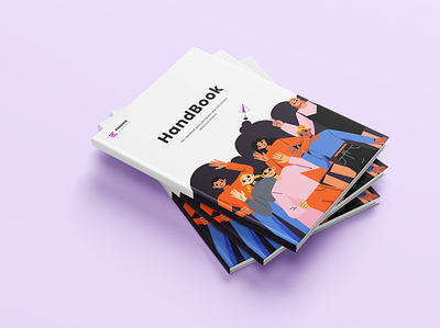 Handbook Design bookdesign brand identity branding character design costumers cover culture delivery employees flat flat design handbook human resources mission mockup personas illustration style typography user friendly design