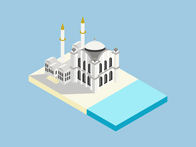Isometric Architectural Mosque Illustration architechture architectural design gamedesign icon isometry istanbul i̇llustration minimal mosque vector