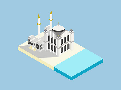 Isometric Architectural Mosque Illustration