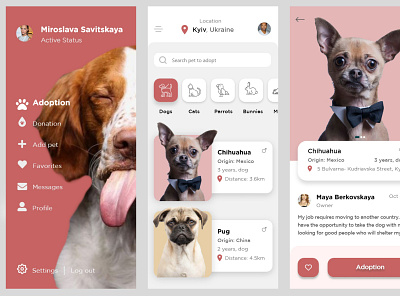 Pets Adoption App design photoshop ui ux
