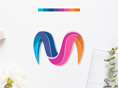 Colorful M Logo brand branding design graphic design illustration lettering lettermark logo logo design logotype minimal typography vector