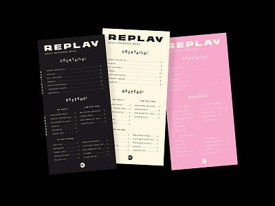 Replay Lounge branding design drink menu identity menu design type typography vector