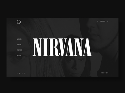 Nirvana black dedication design figma kurt cobain landing logo music nirvana playlist promo rock typography ui uiux ux web white