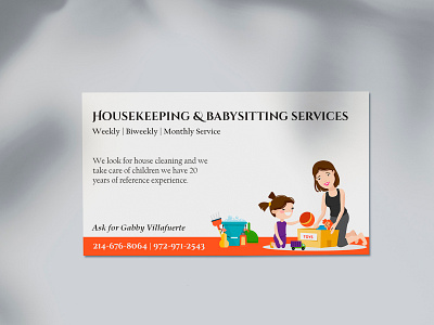 Housekeeping & Babysitting branding business card design