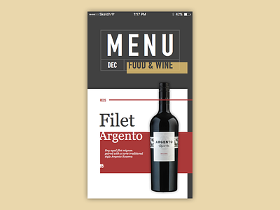 Restaurant Menu 043 dailyui food ios iphone menu restaurant typography wine