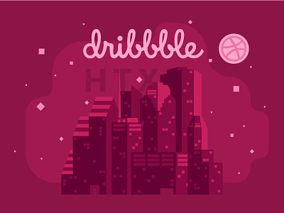 Announcing: Dribbble Meetup Houston abstract community design dribbble houston illustration meet up meetup skyline texas vector
