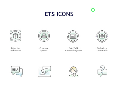 ETS Icons Set architecture corporate corporate systems enterprise governance help icon iconography icons icons design icons set information technology internet it networking outline research sales traffic systems technology