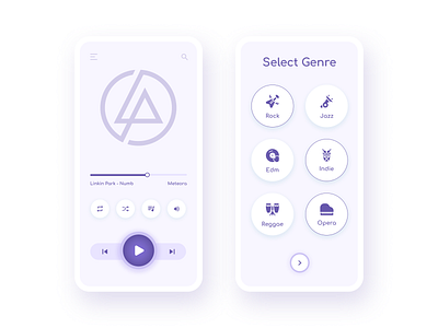 Music Player - Personlization blue clean clean interface cleanui genre minimal modern music music app music art music player personalize player purple rock soft spotify typography