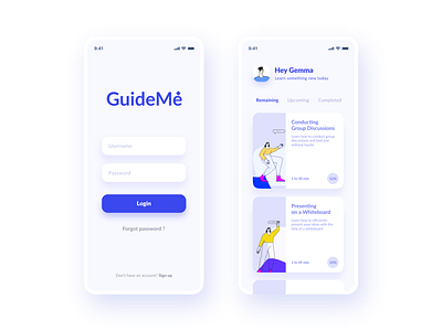 Guide Me - Edu App 2020 app blue blush cleanui course education education app learn learning platform minimal modern mvp remote learn students typography ui