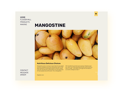 Mangostine - Minimal Web 2020 2d 3d clean cleanui drink ebinanto fruit illustration juice kinetictypography latest mango mangosteen modern typography web web design yellow yellow images