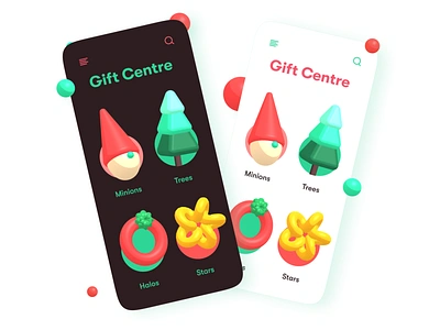 Gift Centre - Festival Shopping App 2020 3d 3d icons 3d illustration celebration christmas christmas tree festivals halos minions mitten santaclaus shopping app star typography winter xmas