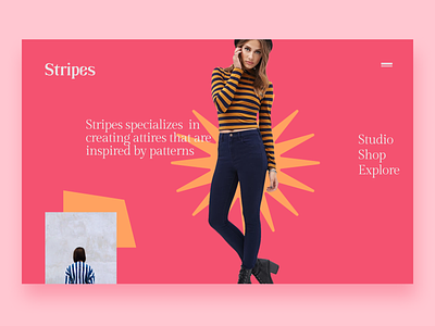 Stripes - Fashion Website clean clothes clothes shop ecommerce fashion fashion brand fashion website girl gridless kinetic typography minimal pattern red stripes style woman women women fashion women style