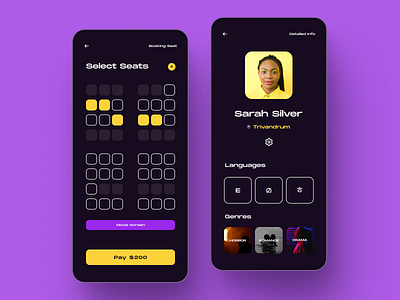 Movie Book - Ticket booking app booking app cinema ticket minimal movie movie app movie ticket movie tickets movies online booking online ticket profile profile design profile page seat seat book seat select ticket ticket booking tickets
