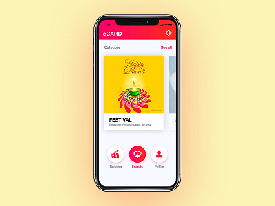 Greeting eCard Dashboard card dashboard greeting invitation ios iphonex minimal photoshop red ui ux