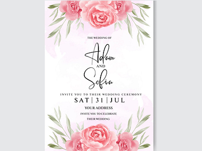 Watercolor wedding invitation card