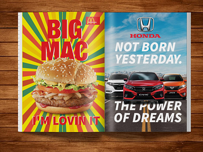 Magazine Advertisement Design ad design advertising burger car honda magazine ad magazine advertisement magazine cover magazine design