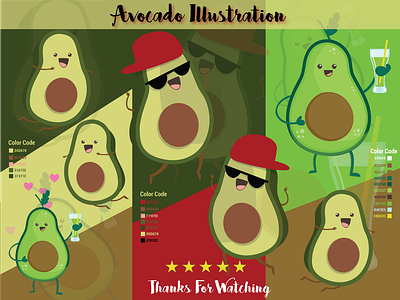 Avocado Illustration adobe illustrator avocado avocado illustration vector avocado vector cartoon cartoon design cartoon illustration t shirt design vector illustration