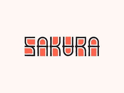 Sakura Sushi brand branding brush design flat icon identity illustration lettering logo minimal monogram paint brush pink restaurant sushi symbol type typography vector