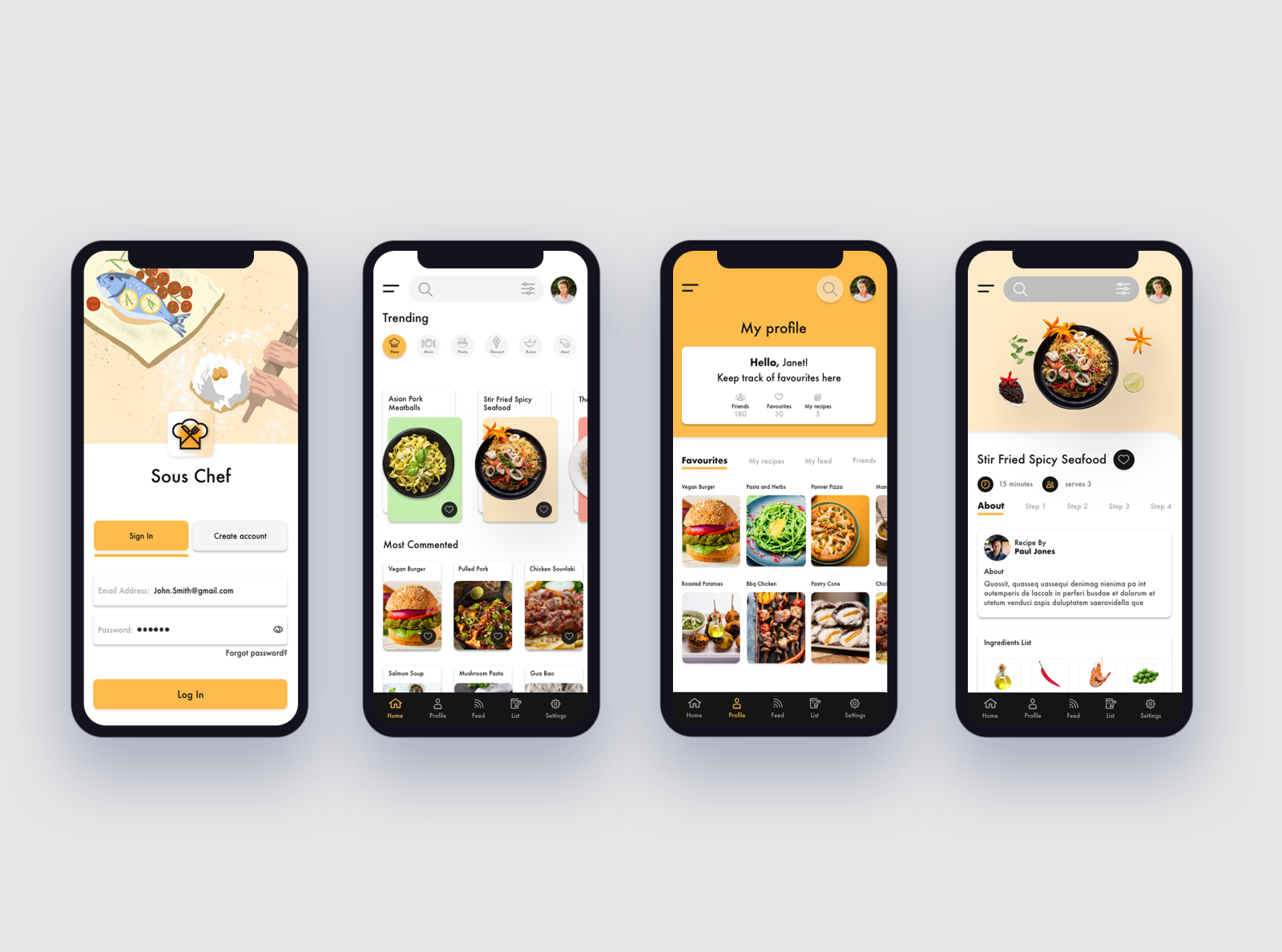 Интерфейс мобильного приложения еда