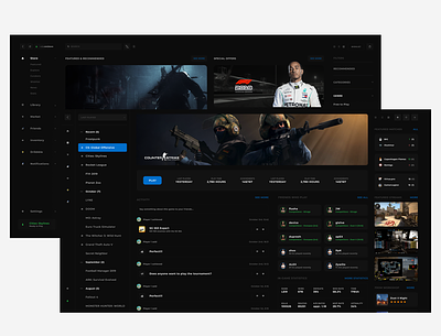 Steam Library Early Design Concept clean dark app game gaming grid identity library list minimal shop steam store ui uiux