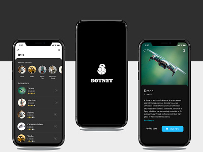 Botnet App UI Concept design ios ui ui ux design