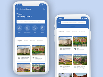 CollegeDekho conept UI app design ios typography ui ui ux design