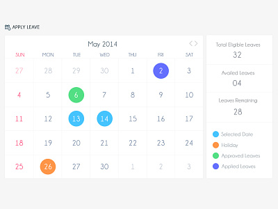 Calender UI calender clean design flat minimal ui