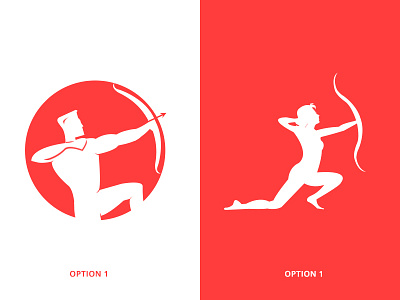 Logo Concept archers clean concept design logo man new red white women