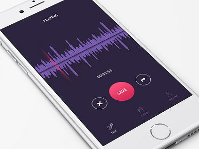 Voice Recording App app clean dark recording red share ui voice