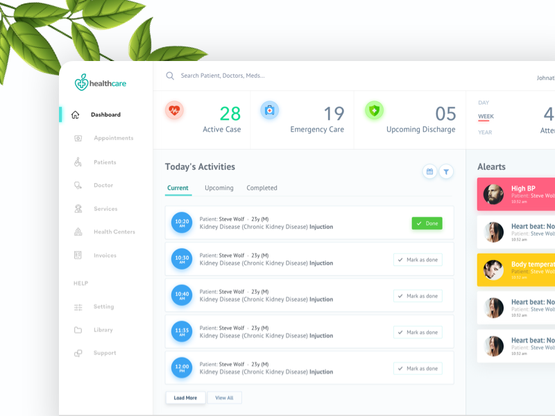 Health Dashboard user experience ux clean listing mobile app dashboad health dashboard