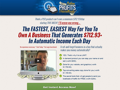 Online Profits Guaranteed - Sales Page Design