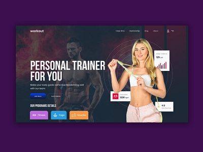 Workout Hero Header branding figma hero header home page landing page ui user interface ux web ui