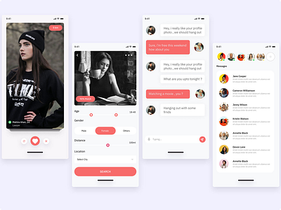 Online Dating App app app design appdesign clean dating dating app datingapp design figma meetup meetup app minimal online meetup ui ux valentines
