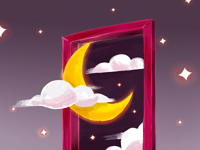 Night Sky illustration moon night star window